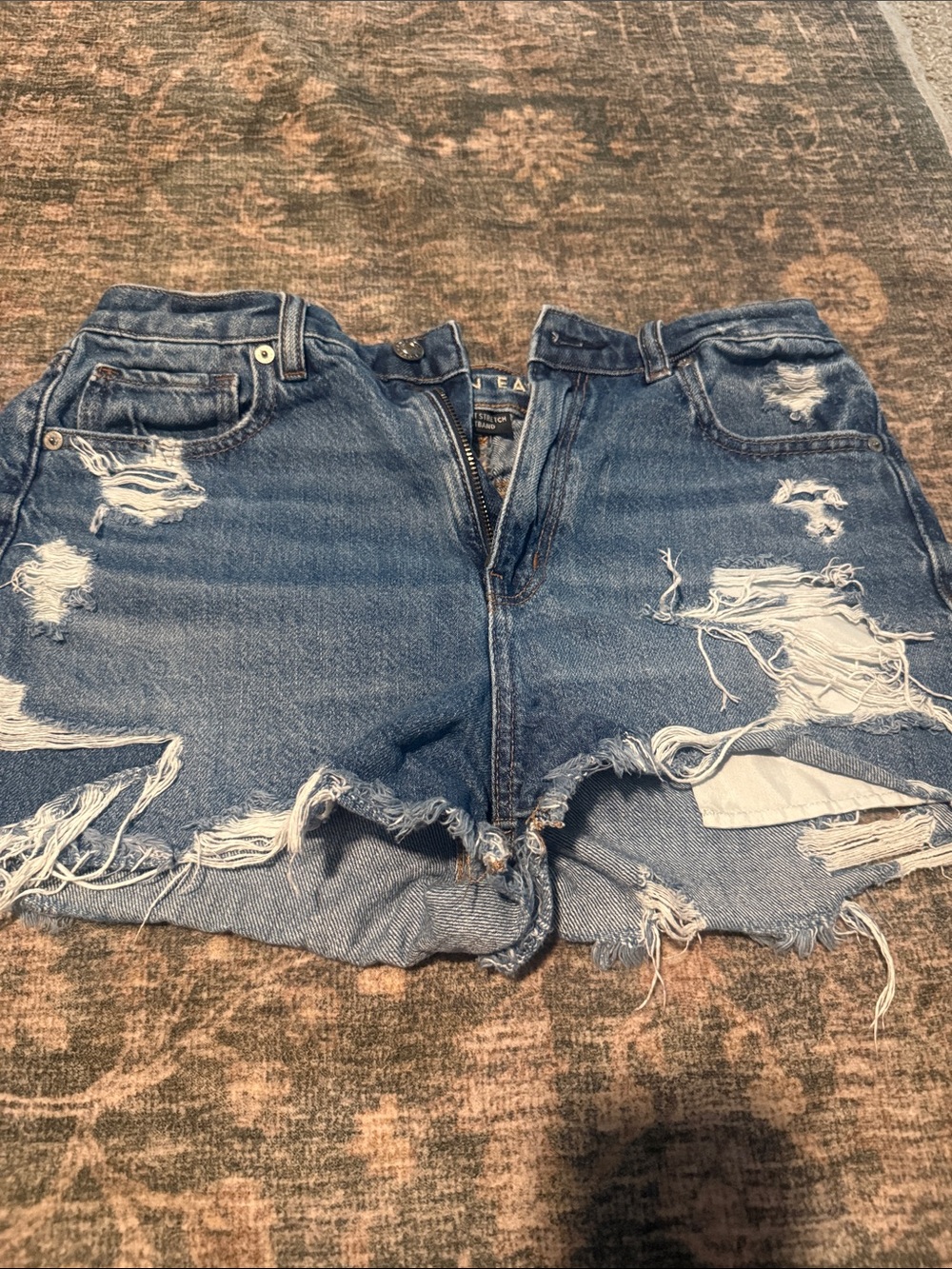 American Eagle Outfitters Distressed Blue Denim Jean Shorts
